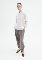 Boyfriend Crew Sweater in Wool Cashmere - Ivory - CO Collections